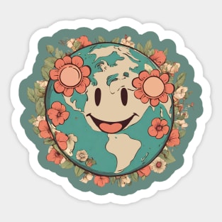 Mother Earth Surrounded By Flowers Sticker